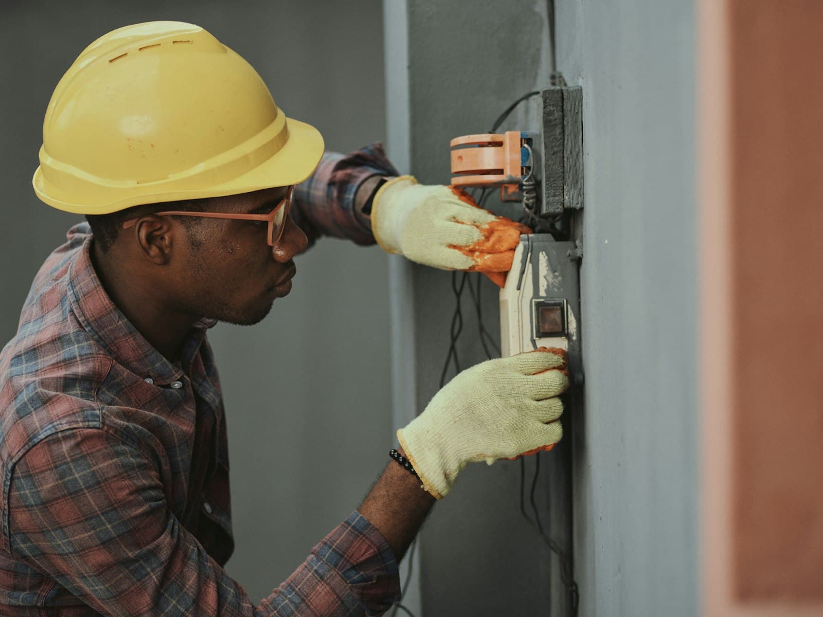 Electrical wiring and switchboard work on a construction site